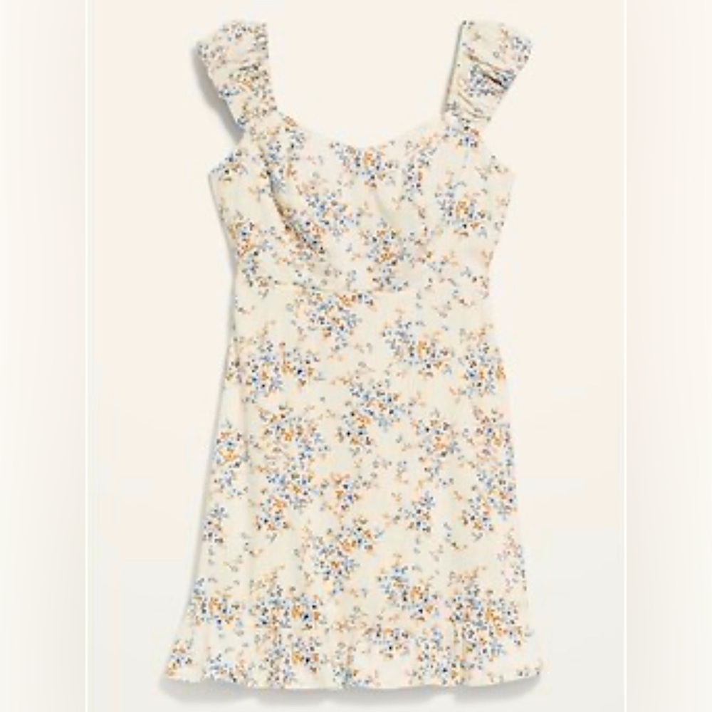 Old Navy Fit & Flare Puff Sleeve Mini Dress Sweetheart Neck Square Back